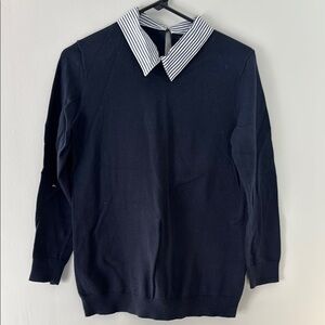 J. Crew Factory Navy Sweater with accent collar